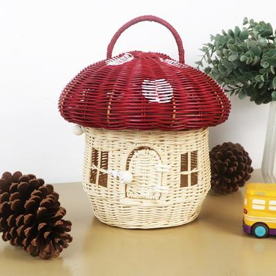 Accessoires de Décoration Photographique Gland Sac à Main Vigne Faite à la Main Champignon Boîte de Rangement Panier à Jouets pour Enfants Panier de Rangement Tissé