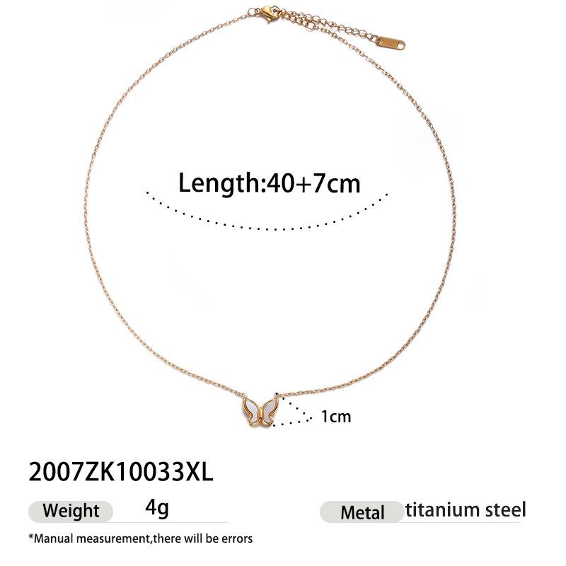 Elegant Pearl & Butterfly Pendant Necklace - Women s Titanium Steel, High-End European & American Fashion.