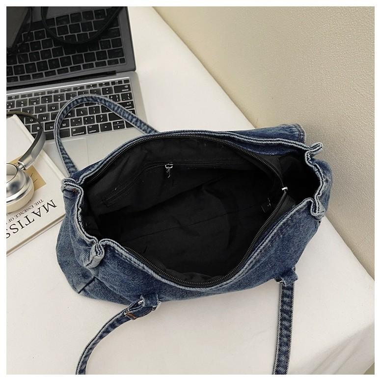 IELGY Fashionable Washed Denim Texture One-Shoulder Underarm Bag