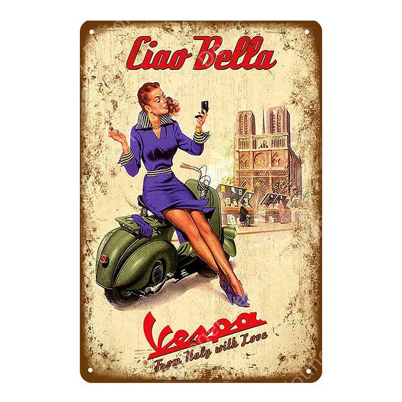 Vintage Retro Sexy Dame Pin Up Girl Malerei Blechschilder Metall Poster Wandaufkleber Bar Kaffeehaus Club Heimdekoration YI-076