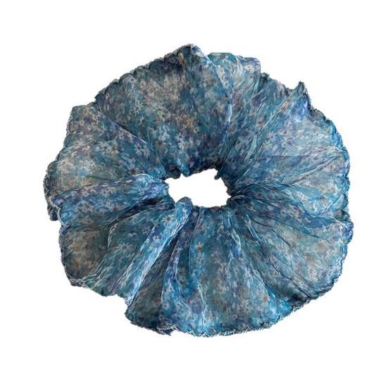 Yousheng Hair Tie for Women, High Elasticity Mesh Fabric Hair Rope, Floral Pattern Half-Tied Updo Ponytail Holder, Korean Style Hair Accessory