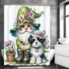 Tenda Doccia Floreale Tulipano Nano Cane Carino, Tenda Doccia Decorativa per Bagno, Tenda Doccia Impermeabile con Ganci
