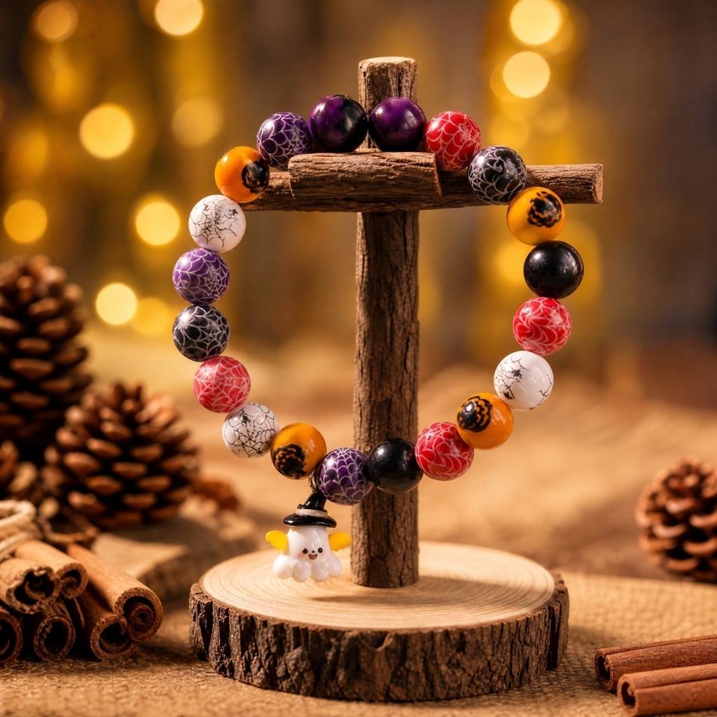 Pet Halloween Beaded Collar with Random Color Beads for Dogs Cats Festival Party
