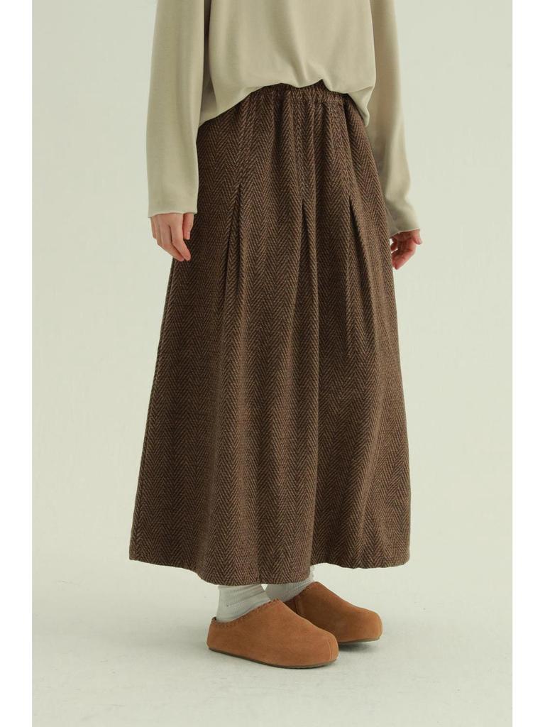 Retro Casual A-Line Woolen Slimming Skirt
