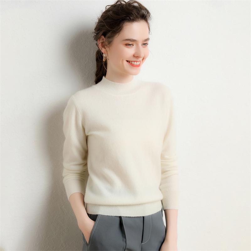 Lekasha Women's Cashmere Half-High Collar Warm Layer Top