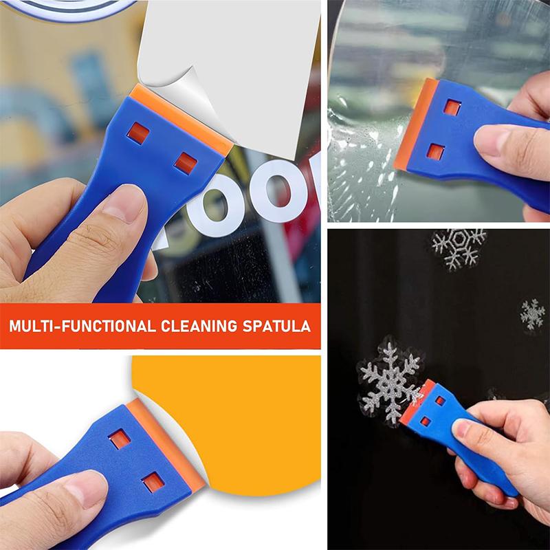 Plastic Razor Blade Scraper with 100 Pcs Plastic Blades Window Cleaning Scraper for Removal Glue Labels Sticker on Car Glass