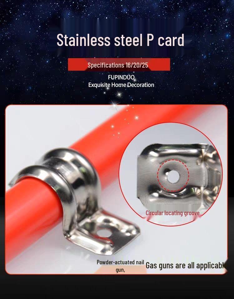 Stainless Steel Double Rib Saddle Clamp P-Type Pipe Clip for Wire and Water Pipe Fixing
