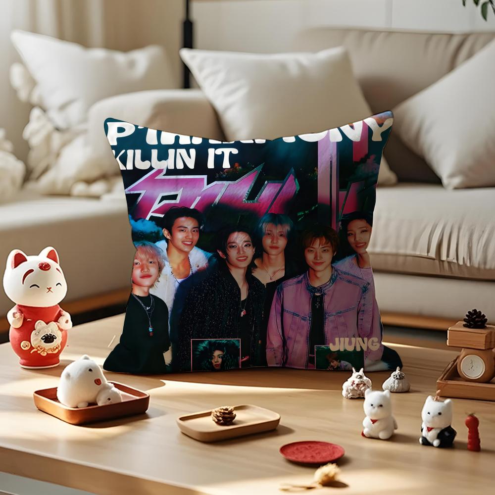 Pop KPOP PPHarmony Cushion Cover Silky Short Plush with Invisible Zipper Dustproof Sofa Pillow Cover for Home Decor