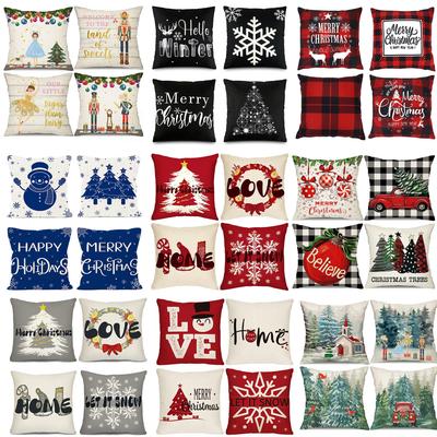 Christmas Theme Pillowcase Christmas Snowman Printed Linen Pillowcase High-value Car Pillowcase