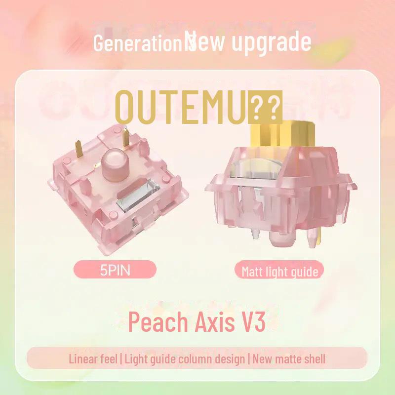 

Премиальный бесшумный линейный кнопочный переключатель - кремово-желтый, персиковый, с возможностью горячей замены V3 axis with built-in light guide column персиковый