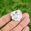 Natural Larimar Gemstone Statement Flower Adjustable Ring 925 Silver For Girls
