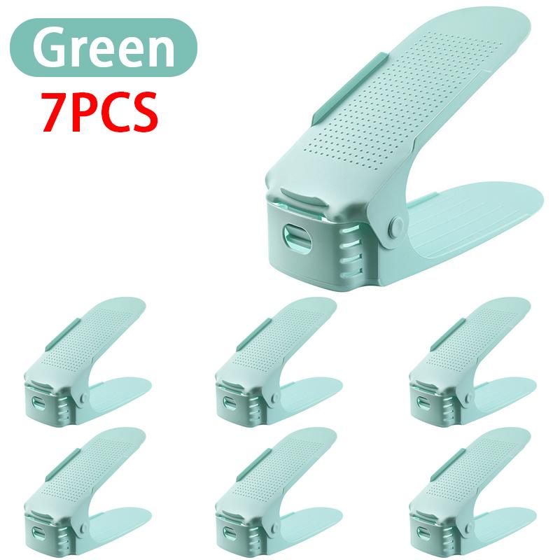 

7 Pcs Minimalist Modern Double-Layer Adjustable Plastic Shoe Shelf Shoe Rack Organizer For Home Living Room Shoes XZJ001