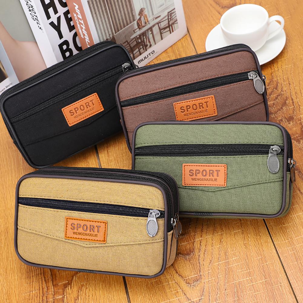 Men Slim Coin Purse Fashion Canvas Change Pouch with Multi Pockets Zipper Coin Purse Coin Pocket Bag for Coins for Best Gift