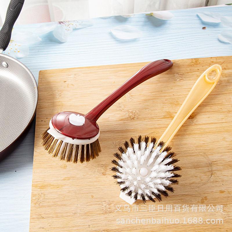 Long Handle Pot Brush with Replaceable Head - General Merchandise Cleaning Brush for Dishes and Bowls