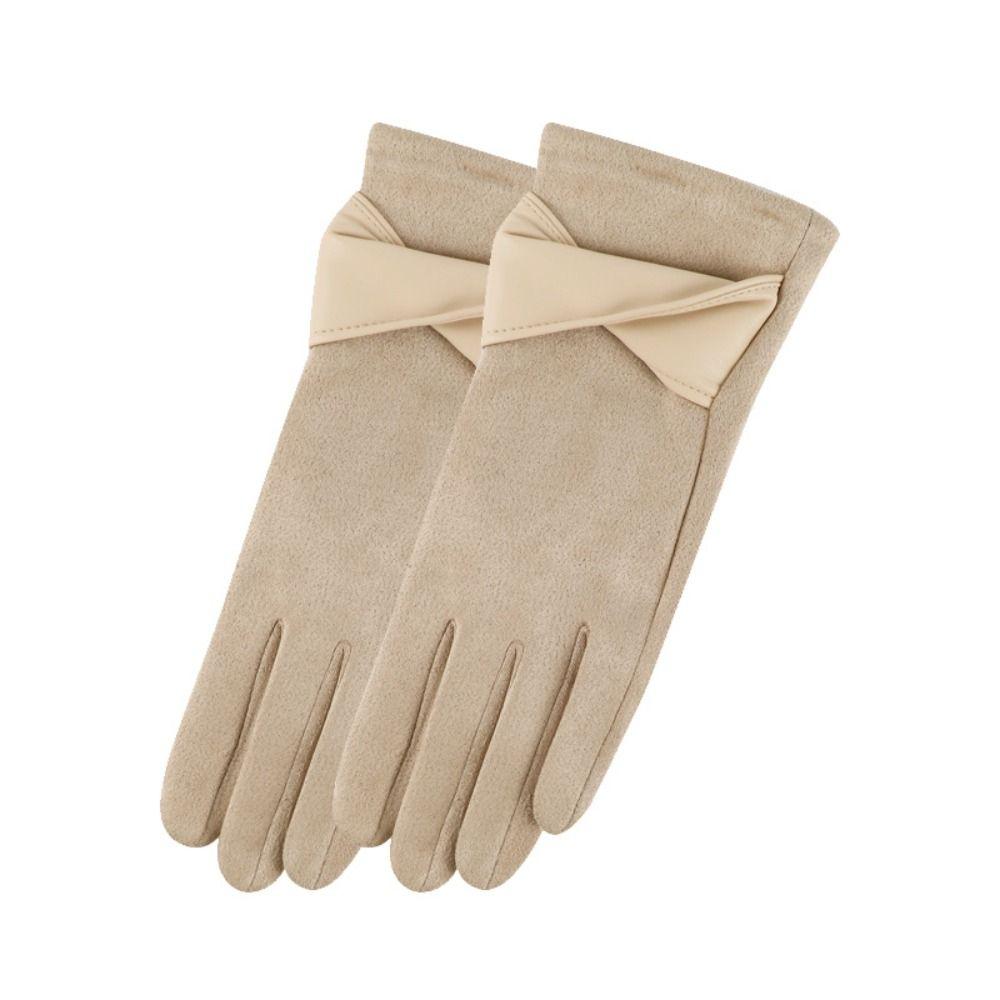 Thicken Suede Leather Gloves Chamois Leather Winter Driving Gloves  Gloves  Women
