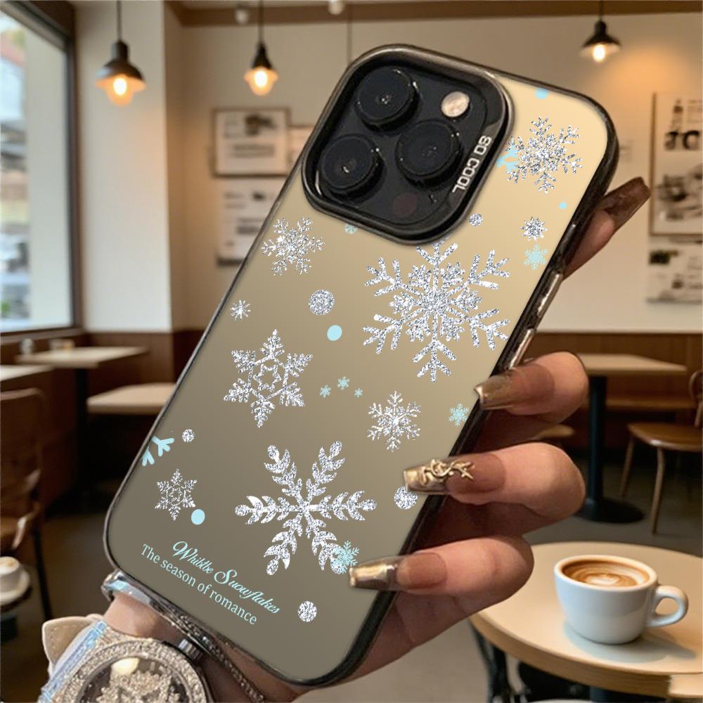 Silver Snowflakes Shockproof Phone Case for Iphone 16 15 14 13 12 11 Pro Max/Mini Anti-Scratch Premium Hard Cover