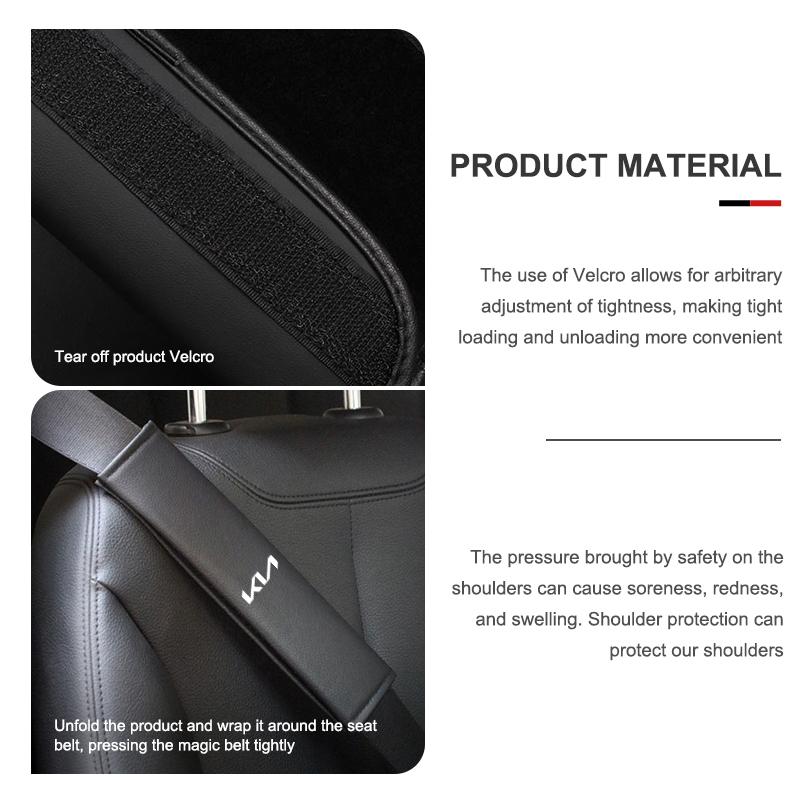 For KIA Car Seat Belt Leather Safety Shoulder Cover Protection Pad K5 K2 Optima Soul Spectra Niro Cadenza Sephia Carens