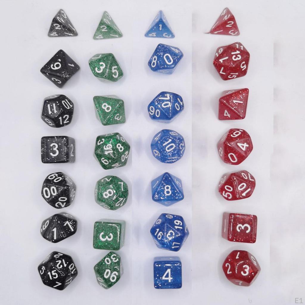 7 Pieces Solid Acrylic Polyhedral Dices D20,D12,D10 (00-90 and 0-9),D8,D6 D4. for Entertainment