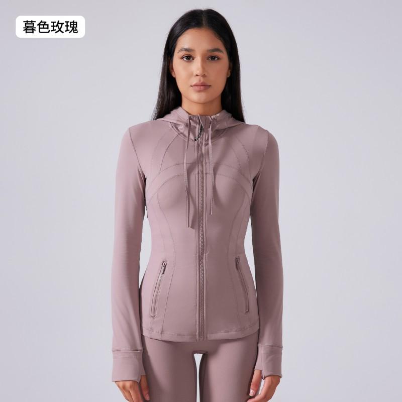 Womens Hooded Drawstring Fitness Jacket Slim Fit Running Gym Sportswear