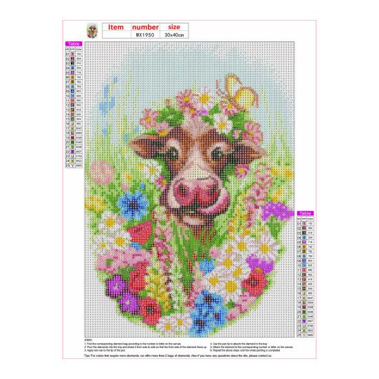 Colorful Rhinestones Diamond Art Cartoon Rabbit Cow Animal Pattern DIY Craft Adult Kids Rhinestones