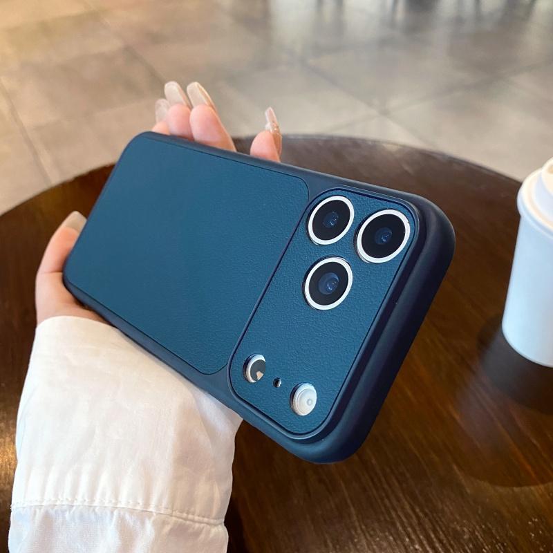 Luxury Silicone TPU Leather Texture Case For iPhone 17 16 15 14 13 Pro Max Large Camera Shockproof Armor Bumper Soft Phone Cover