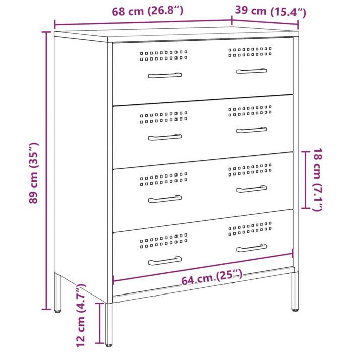 VidaXL Buffet White 68x39x89 Cm Steel, Cabinet, Cupboard, Highboard, Sideboard, Storage Cabinet, Organizer 842987