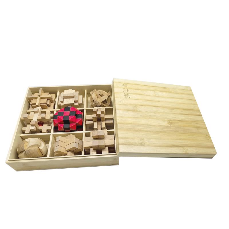 Kongming & Luban Interlocking Puzzle Set: Educational Toys for 7+ Year Olds, Enhancing Intelligence and Relaxation with Nine Building Blocks.