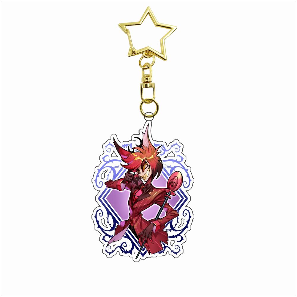 

Anime Cartoons Acrylic Keychain for Alastor Sir Pentious Charlie Vaggie Vox Acrylic Key Buckle Self-Made Decoration Pendant Gift