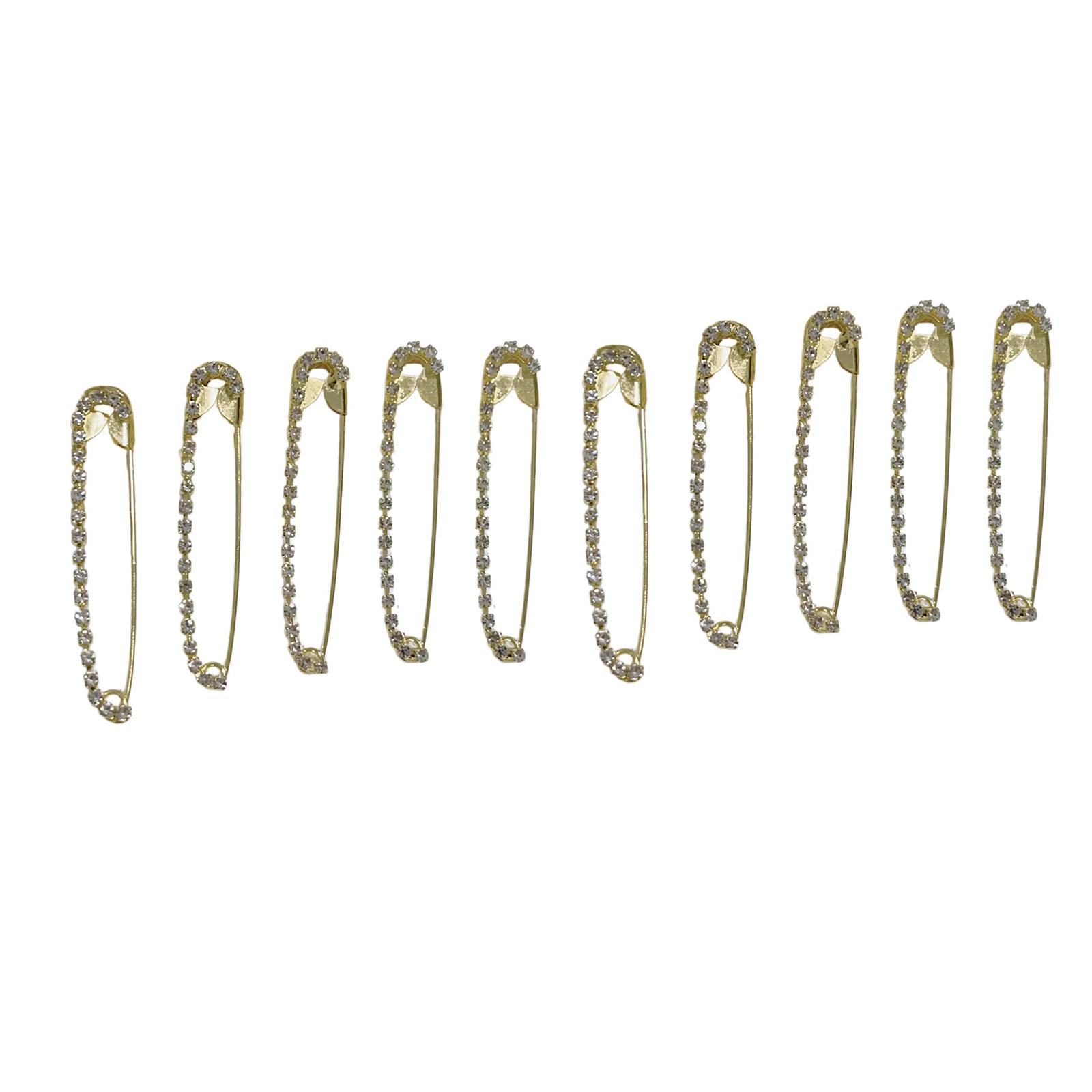 

Набор из 10 сверкающих брошей с кристаллами, элегантные броши с кристаллами, гламурные булавки для женской одежды золотой