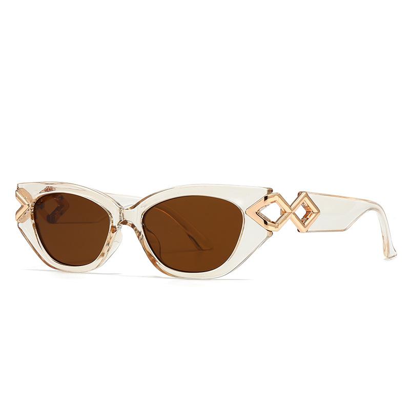 Luxury Brand Designer Vintage Cat Eye Sunglasses Women For Men Sun Glasses Punk Classic Rivet Metal Chain Sexy Lady Shades Uv400