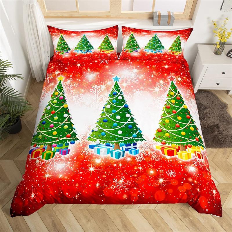 Vánoční povlak na přikrývku Santa Claus Ložní souprava Vánoční Šťastný Nový Rok Dekor Přikrývka Mikrovlákno Přehoz na postel Královská velikost