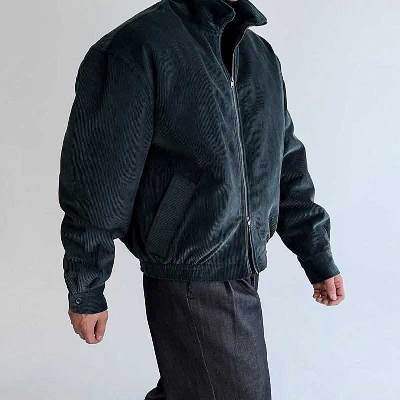 2024 Autumn/Winter Men's Korean Style Corduroy Jacket: Trendy Lapel Casual Outerwear