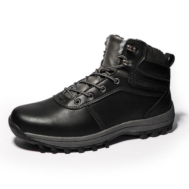 Winter Warm Men Boots Pu Leather Fur Plus Men Snow Boots Handmade Waterproof Working Ankle Boots High Top Men Shoes