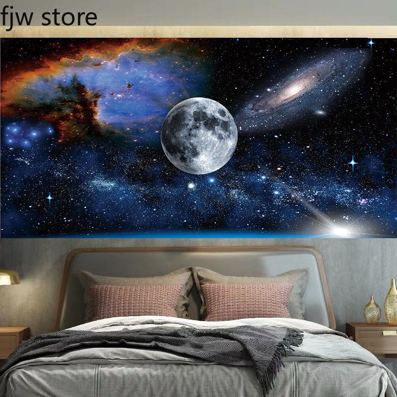 Starry Sky Moon Landscape Tapestry Room Aesthetic  Wall Hanging Art Background Cloth Bedroom Dormitory Home Decoration