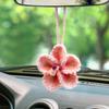 Crochet Hibiscus Flower Car Hanging Accessories for Women,Handmade Hawaiian Tropical Flower Ornament,Cute Crochet Plant for Car Rearview Mirror