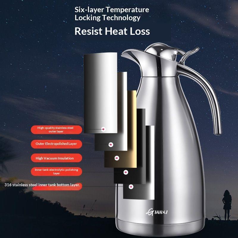 Gianxi Insulated Pot Household 316 Stainless Steel Large Capacity Boiling Water Insulated Pot Hotel Hot Water Bottle