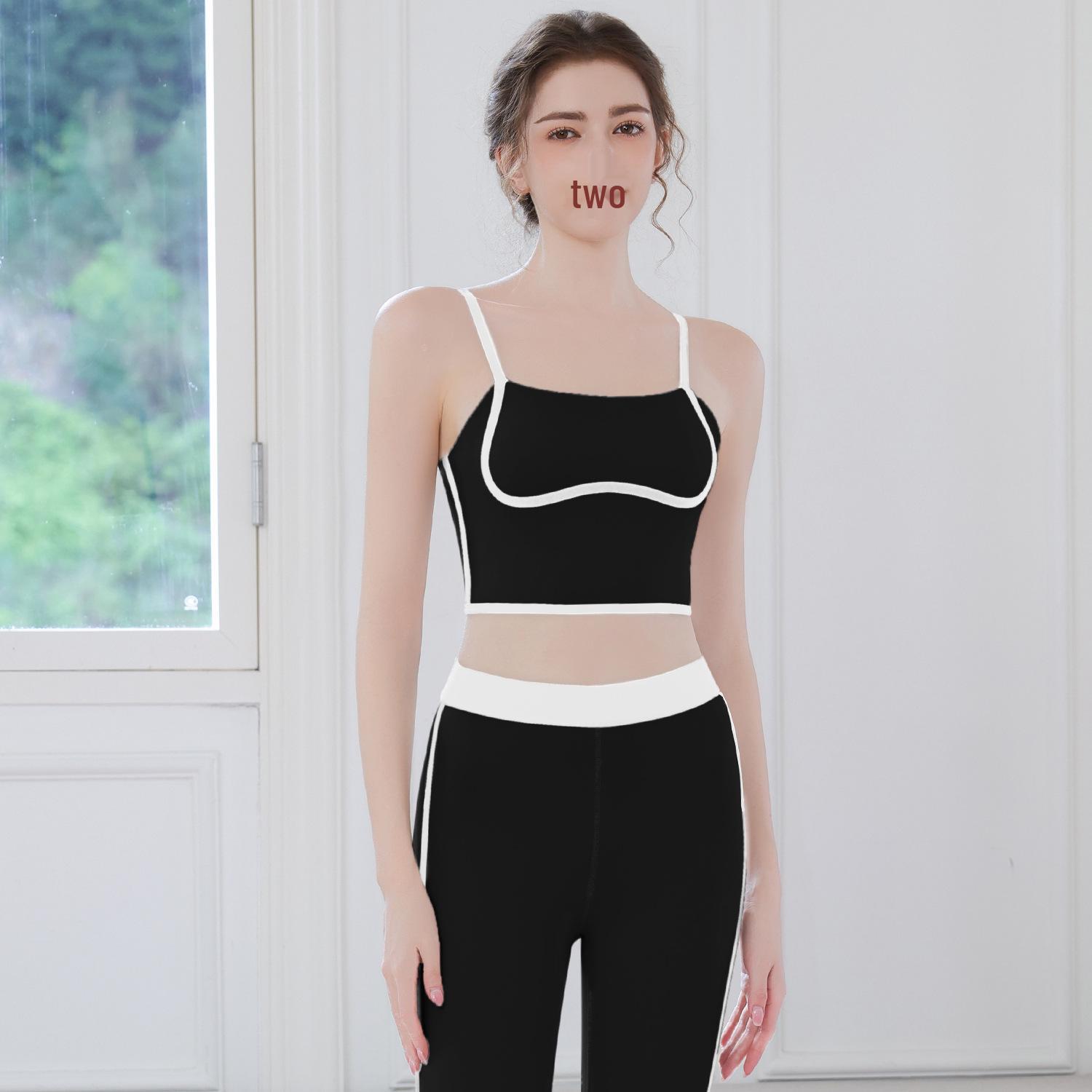 

Женский ударопрочный комплект для йоги: Регулируемый спортивный бюстгальтер с цветными блоками и леггинсы с эффектом подтяжки бедер Medium