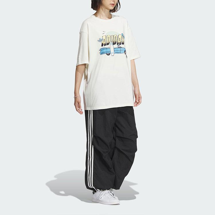 Adidas Originals Anime Print Loose Fit Crew Neck Short Sleeve T-Shirt Women Tops Han-Jade-White IW6296
