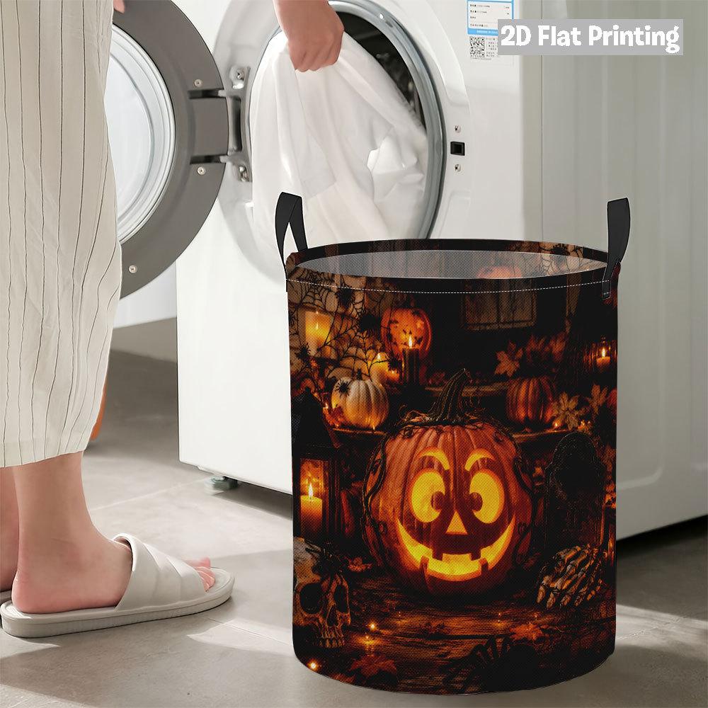 Collapsible Laundry Basket Large Round Waterproof Fabric Hamper Dirty Clothes Storage Bin Toy Organizer with Handles