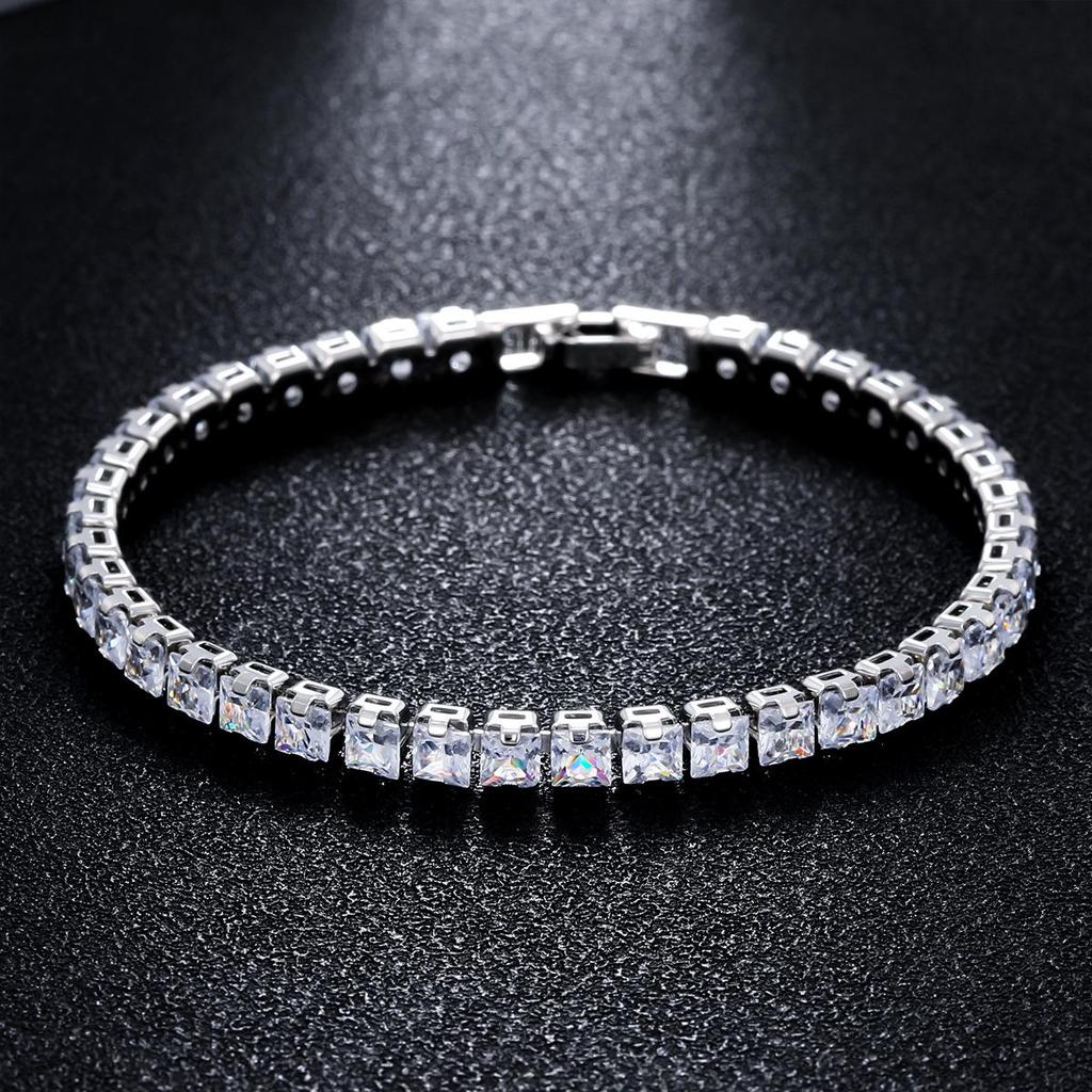 Copper Micro-Inlaid Zircon Square Tennis Bracelet - High-End Fashion Jewelry