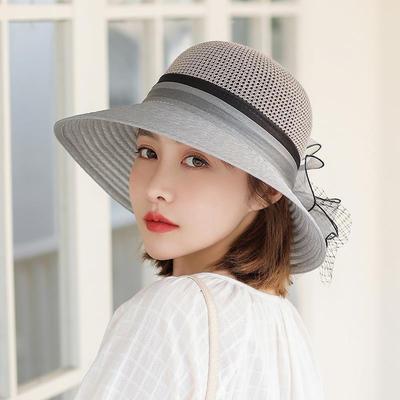 Women's Sun Hat, New Flower Organza Mesh Fisherman Hat, Foldable Vacation Versatile Elegant Sun Hat