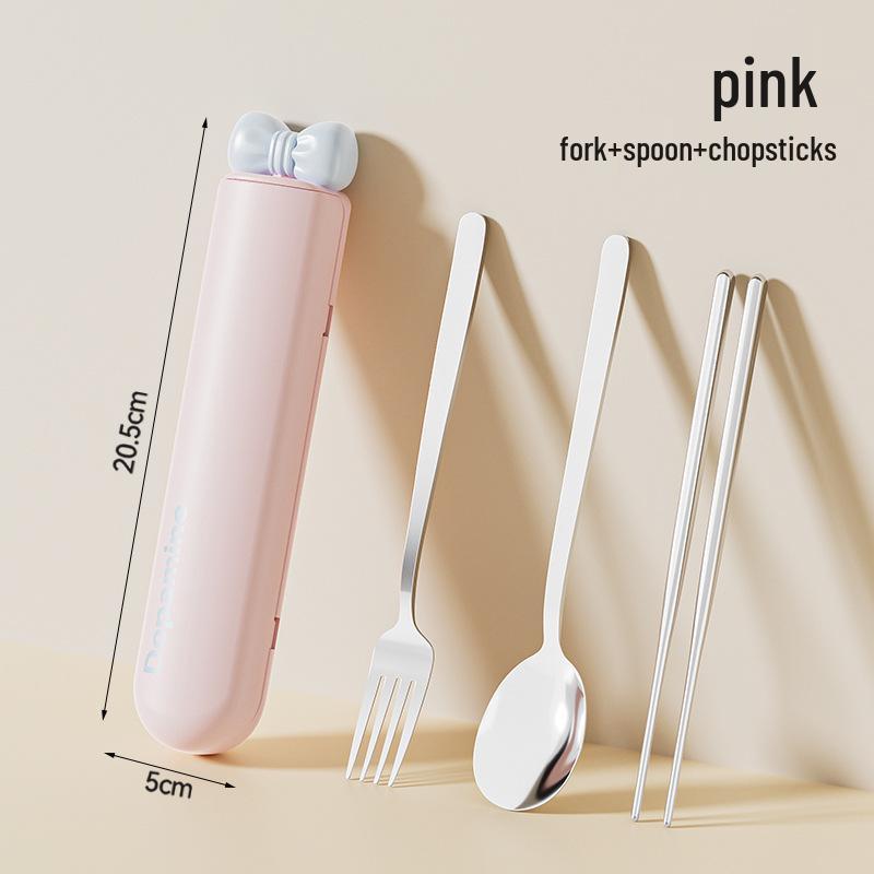 Portable Stainless Steel Cutlery Set: Chopsticks & Spoon with Storage Box for Students & Office Workers