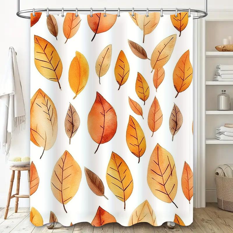 Vibrant Autumn Leaves Shower Curtain Modern Bathroom Decor for Home Living Room Warm Color Waterproof Fabric Easy Installation