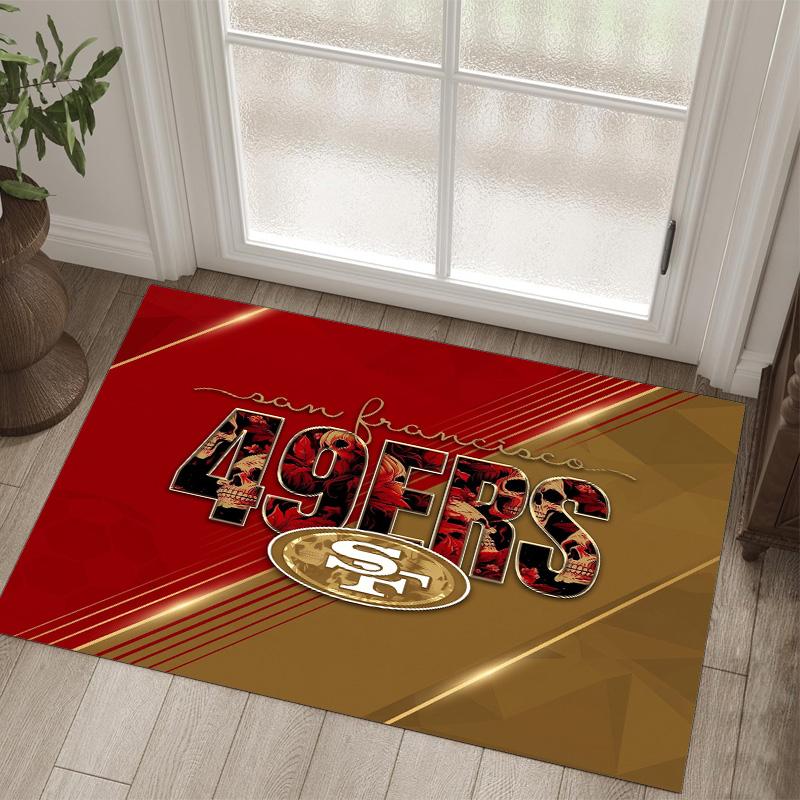San Francisco 49ers Design Kristall Samt Teppich Gemütlich Nicht?Rutschfester Teppich mit Aufdruck für Schlafzimmer Wohnzimmer Eingang