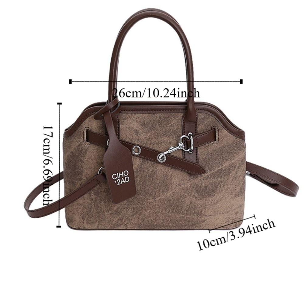 Luxury Belt Shell Handbag Pure Color Commute Tote Bag Fashion Retro Underarm Bag  Holiday