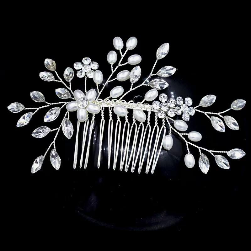 1pc Bridal Headdress Handmade Pearl Crystal Hair Comb Wedding Styling Accessories Fashion Insert Comb Hair Accessories