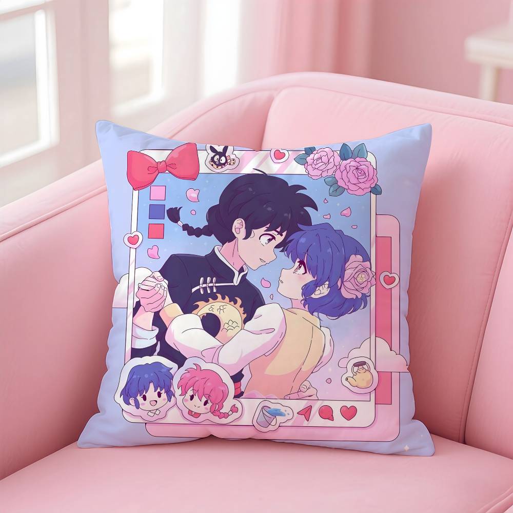 Anime R-Ranma Pillow Case Safe Custom Photo Pillow, Anti-fade Brushed Fleece Cushion, Maternal & Infant Safe.