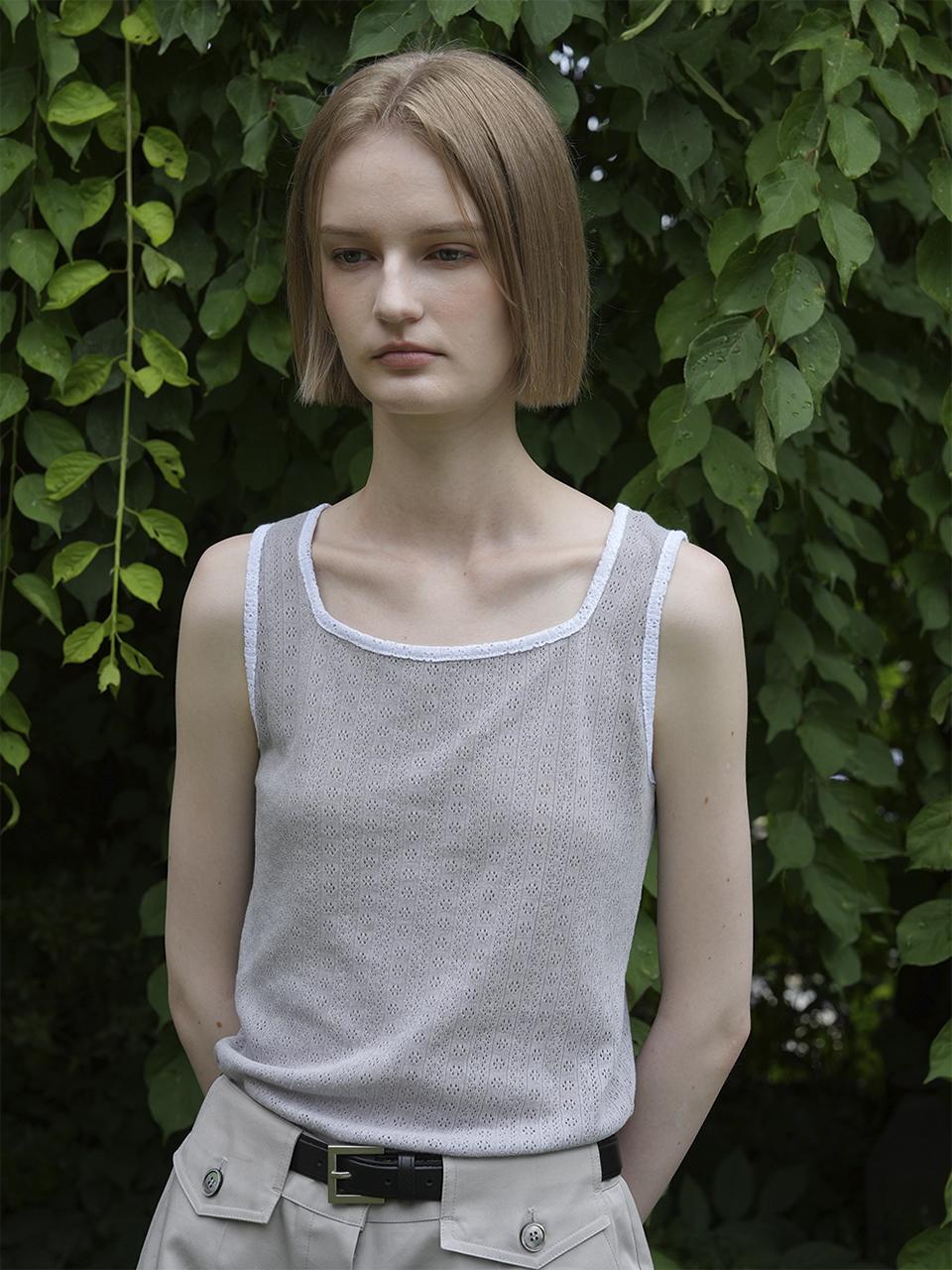 Raye Hena Skashi Square Neck Sleeveless Knit (Grey)