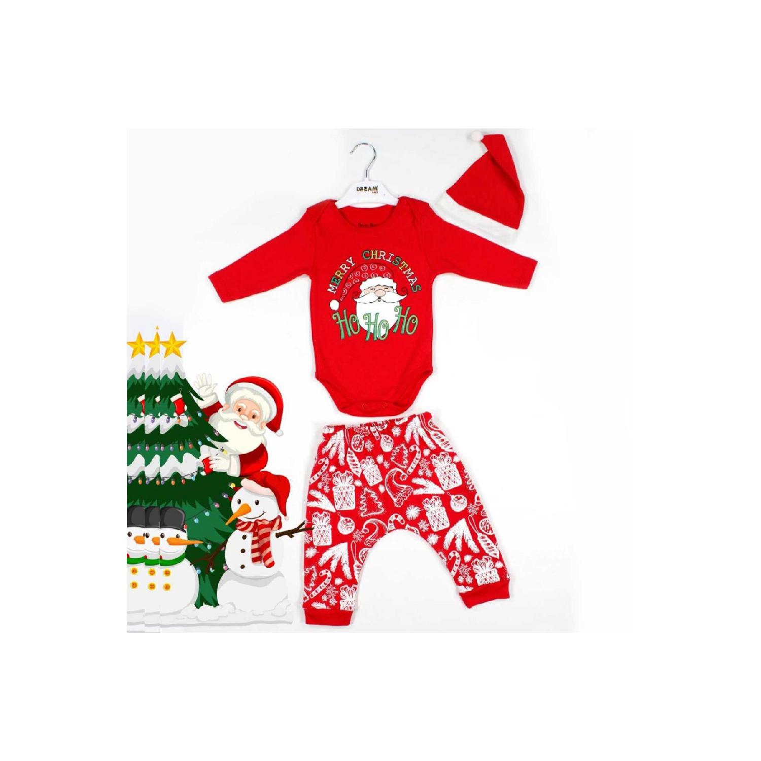 

Santa Claus New Year Concept 3 Piece Baby Set 6 Ay червоний