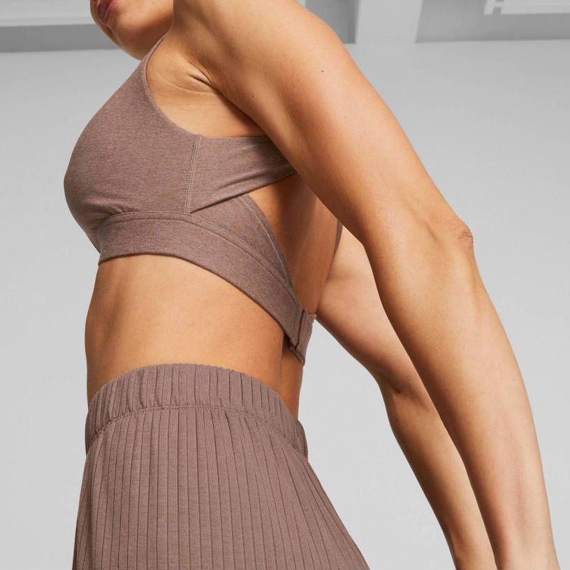 Puma Mid Impact Yogini Crossover Bra Women Underwear Lilac 523260-95